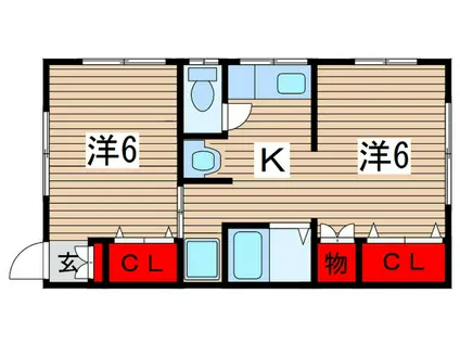 ハイツ近田(2K/2階)の間取り写真