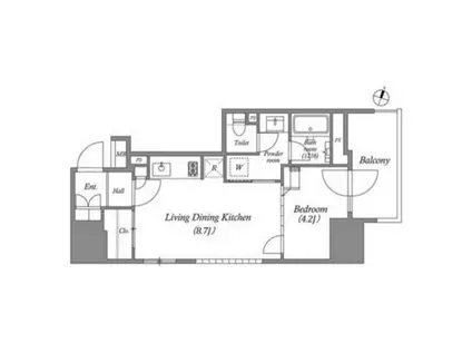 MARKS横浜戸部(1LDK/8階)の間取り写真
