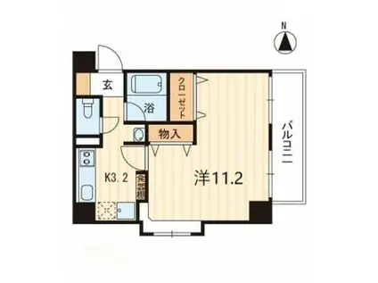 アヴニール若宮(1K/3階)の間取り写真