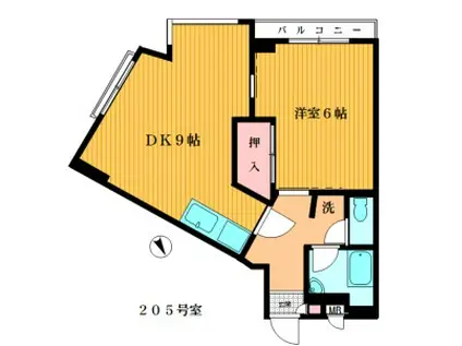 五本木第一ビル(1DK/2階)の間取り写真