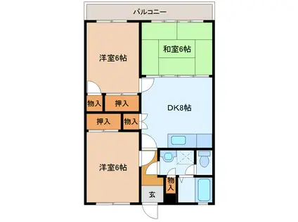 プラザ3(3DK/2階)の間取り写真