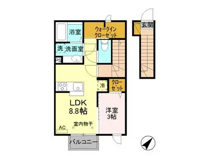 ARGENTO(1LDK/2階)の間取り写真