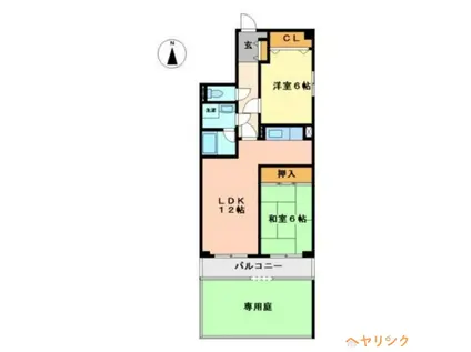 ユーハウス引山(2LDK/1階)の間取り写真