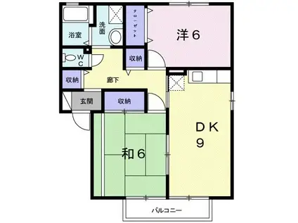 セジュールYOU(2DK/2階)の間取り写真