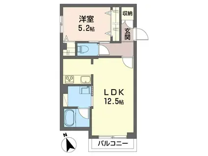 シャンテ ユー II(1LDK/2階)の間取り写真