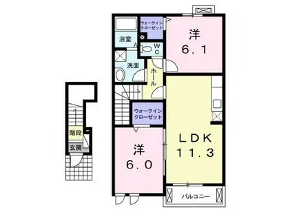 アルデーアB(2LDK/2階)の間取り写真