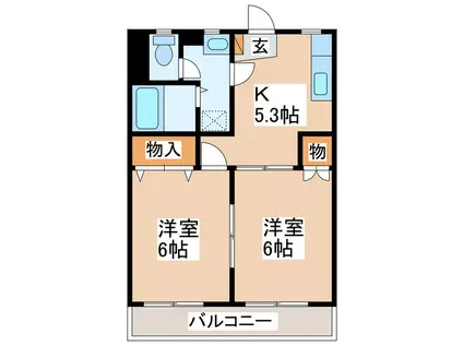 コーポレイクヒル(2DK/3階)の間取り写真