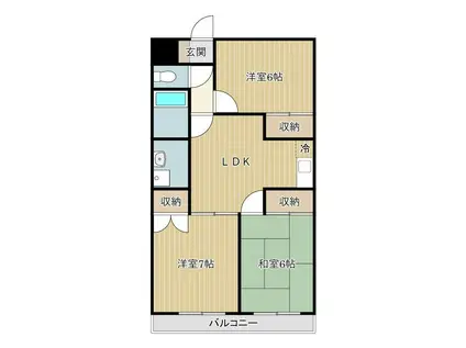 羽田第二ビル(3LDK/1階)の間取り写真