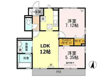 コスモスクエアII(2LDK/1階)の間取り写真