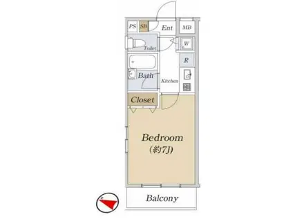 プレールドゥーク西新宿(1K/5階)の間取り写真