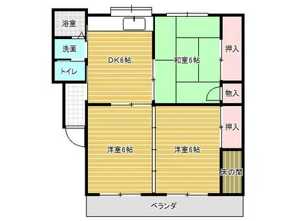 国府レジデンス(3DK/3階)の間取り写真