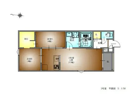 REGALESTラヴ守山(2LDK/2階)の間取り写真