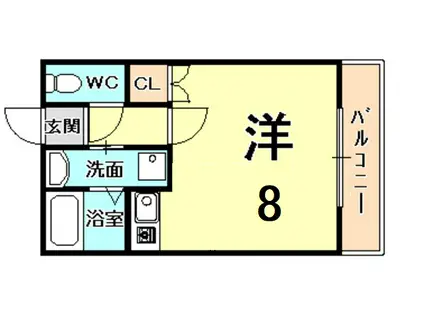 ワンマイル市庭(ワンルーム/1階)の間取り写真