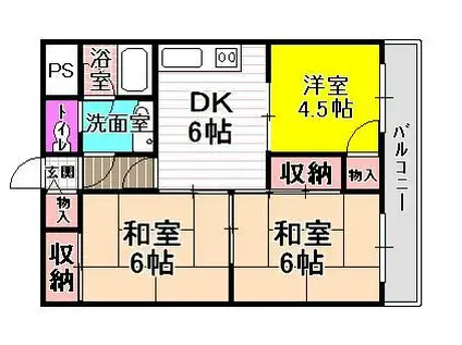 麻野ビル(3DK/6階)の間取り写真