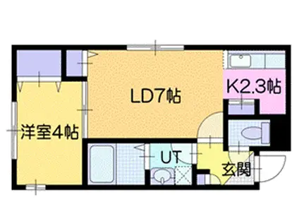 エンジェリックガーデン新札幌(1LDK/1階)の間取り写真