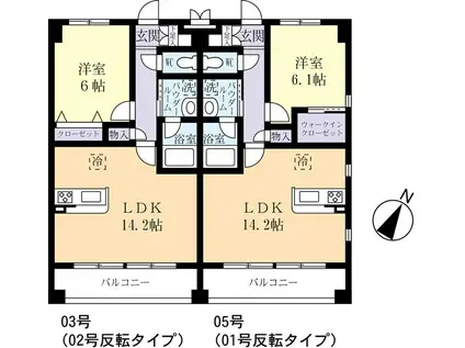 MICHELLE COURT(1LDK/2階)の間取り写真