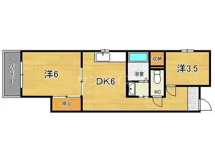 LIFE HOUSE秀1号館(2DK/4階)の間取り写真