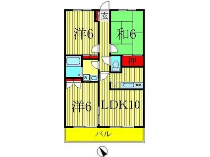 フォレストヴィラ船戸(3LDK/2階)の間取り写真