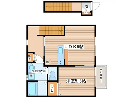 WIN大河原B棟(1LDK/2階)の間取り写真