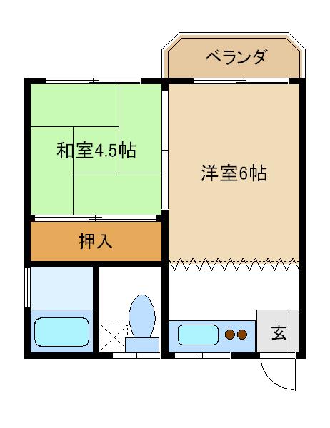 小仲台ハイツ(2K/2階)の間取り写真