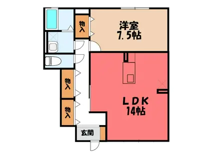 グリーントップC(1LDK/1階)の間取り写真