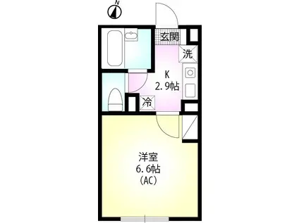 ヴェラハイツ川崎(1K/3階)の間取り写真