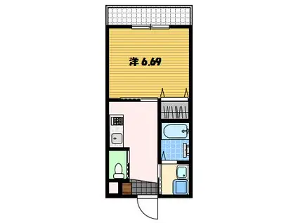 GRAN CASA 花丘(1K/1階)の間取り写真