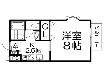 ア・リープガーデンB棟(1K/2階)の間取り写真