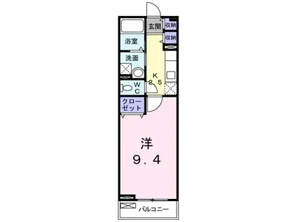 ヒルサイド福井(1K/2階)の間取り写真