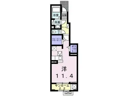 ヴェルジェ メゾン(ワンルーム/1階)の間取り写真