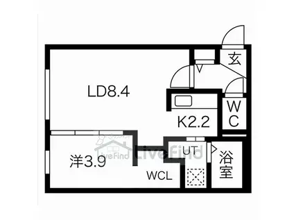 ポルテボヌール 福住(1LDK/4階)の間取り写真