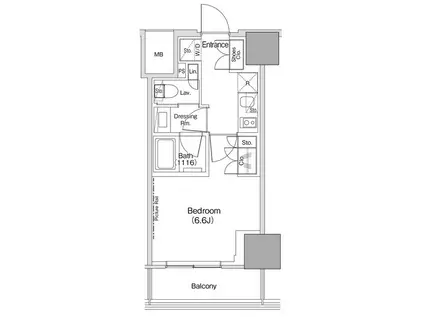 ザ・パークハビオ荏原中延駅前(1K/8階)の間取り写真