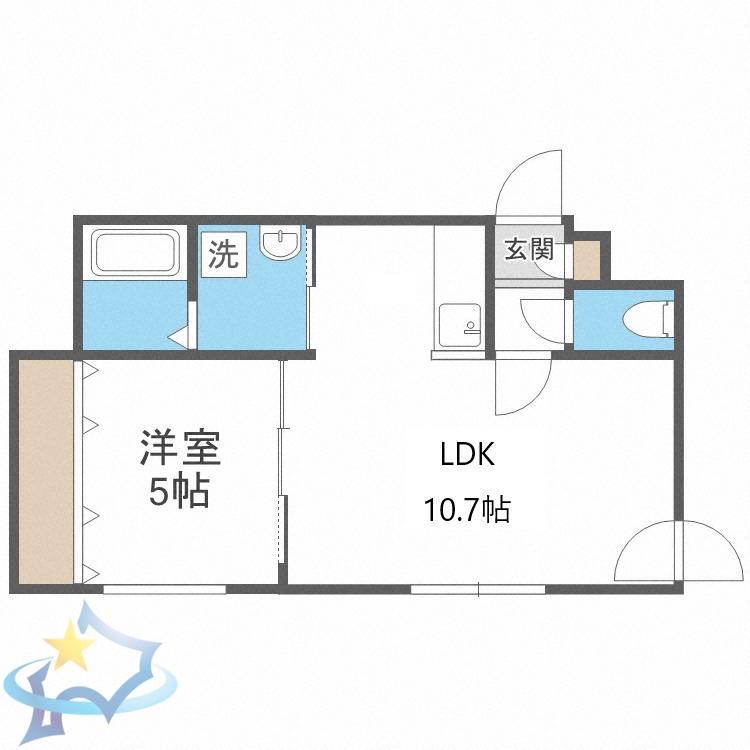 ドルチェヴィータ(1LDK/2階)の間取り写真