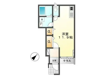 ルビコン・サンク(ワンルーム/1階)の間取り写真