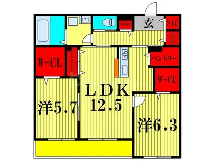 エリーナウエスト(2LDK/2階)の間取り写真