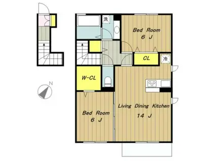 アゼリアA(2LDK/2階)の間取り写真