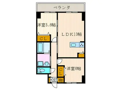 グランレブリー桂川グレイスレジデンス(2LDK/7階)の間取り写真