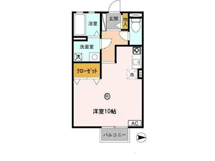 ガーデン・シャトレI 単身棟(ワンルーム/1階)の間取り写真