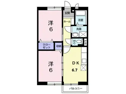シャルマンハイツA(2DK/1階)の間取り写真