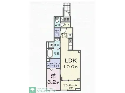 ヒカルサ西大宮(1LDK/1階)の間取り写真