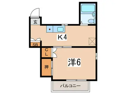 エステート白楽(1K/1階)の間取り写真