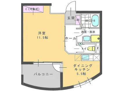 ローズコート千代田(1DK/2階)の間取り写真