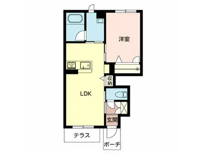 カーサグラス シュデステ(1LDK/1階)の間取り写真