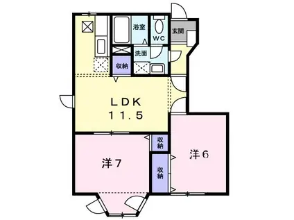 第5府内プロパン(2LDK/1階)の間取り写真