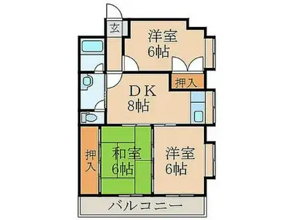 メゾン十字道(3DK/6階)の間取り写真