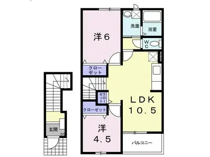 オアシス2番館(2LDK/2階)の間取り写真