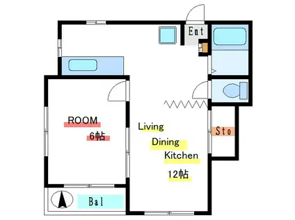 ロックヒルズ(1LDK/4階)の間取り写真