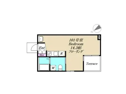 GLOSS TERRACE(ワンルーム/1階)の間取り写真