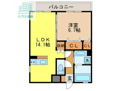 エトワール諫早(1LDK/3階)の間取り写真