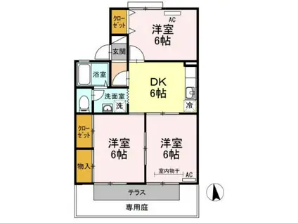 ドミール屋島A(3DK/1階)の間取り写真